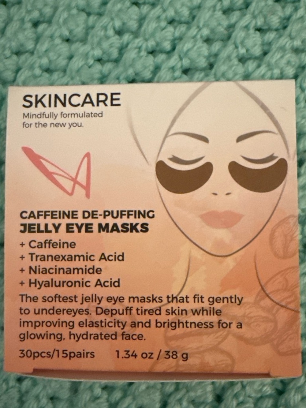 Caffeine De-Puffing Jelly Eye Masks — Peach/Pink